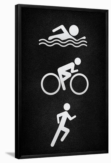 Triathlon Pavement Sports Poster Print-null-Framed Poster