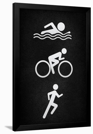 Triathlon Pavement Sports Poster Print-null-Framed Poster