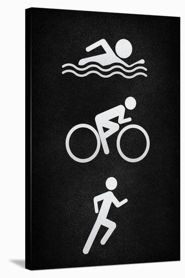 Triathlon Pavement Sports Poster Print-null-Stretched Canvas