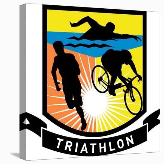 Triathlon Run Swim Bike Shield-patrimonio-Stretched Canvas