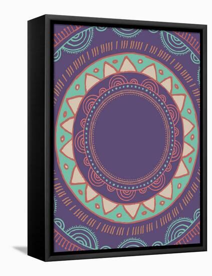 Tribal Bohemian Mandala Background with round Ornament Pattern-Marish-Framed Stretched Canvas