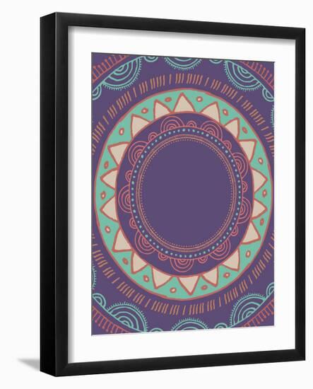 Tribal Bohemian Mandala Background with round Ornament Pattern-Marish-Framed Art Print