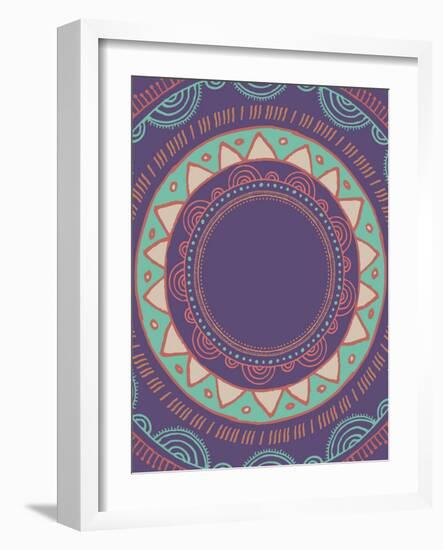 Tribal Bohemian Mandala Background with round Ornament Pattern-Marish-Framed Art Print