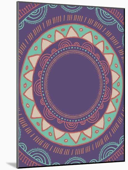 Tribal Bohemian Mandala Background with round Ornament Pattern-Marish-Mounted Art Print