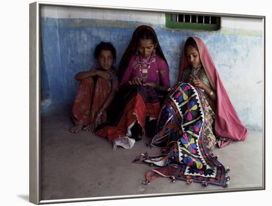 Tribal Crafts of Embroidery and Applique, Kutch District, Gujarat State, India-John Henry Claude Wilson-Framed Photographic Print