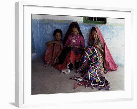 Tribal Crafts of Embroidery and Applique, Kutch District, Gujarat State, India-John Henry Claude Wilson-Framed Photographic Print