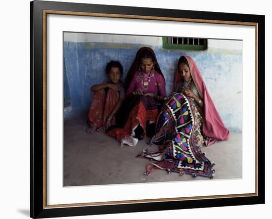 Tribal Crafts of Embroidery and Applique, Kutch District, Gujarat State, India-John Henry Claude Wilson-Framed Photographic Print