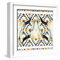 Tribal Geometric Buffalo Skull-tanycya-Framed Art Print