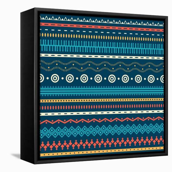 Tribal Striped Seamless Pattern.-Vodoleyka-Framed Stretched Canvas