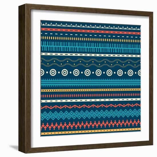 Tribal Striped Seamless Pattern.-Vodoleyka-Framed Art Print