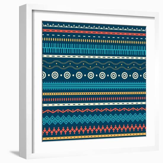 Tribal Striped Seamless Pattern.-Vodoleyka-Framed Art Print