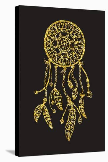 Tribal Vector Dream Catcher with Feathers. Hand Drawn Indian Illustration. Vintage Poster.-Qilli-Stretched Canvas