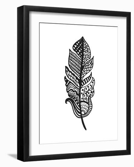 Tribal Vector Feather. Hand Drawn Indian Illustration. Vintage Poster.-Qilli-Framed Art Print