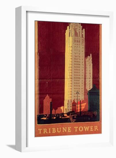 Tribune Tower, Published by Chicago Rapid Transit Company, Usa, 1925 (Colour Litho)-Norman Erickson-Framed Giclee Print