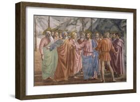 Tribute Money, 1425-27-Masaccio-Framed Art Print