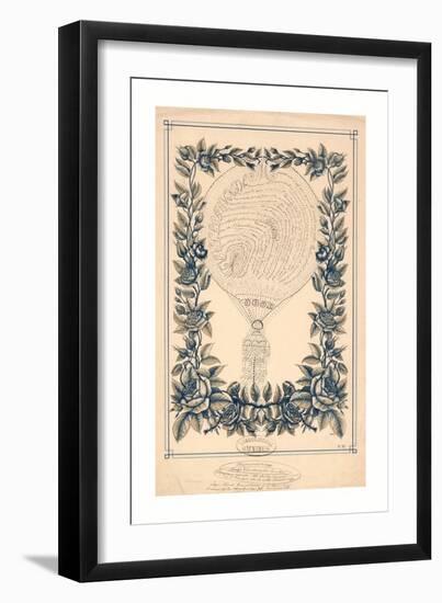 Tribute to French Ballonist Henri Giffard in the Form of a Handwritten French Text Shaped as a Ball-null-Framed Giclee Print