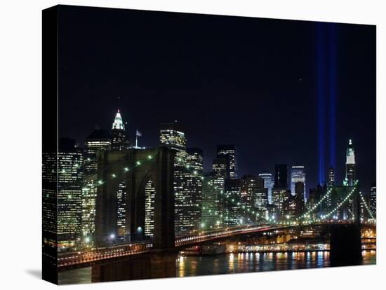 Tribute to Victims of World Trade Center Terrorist Attacks Lights Up the Sky Above Manhattan-null-Stretched Canvas