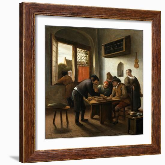 Tric Trac Players in an Interior-Jan Havicksz Steen-Framed Giclee Print