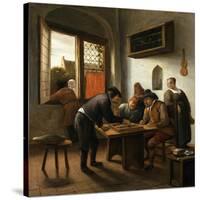 Tric Trac Players in an Interior-Jan Havicksz Steen-Stretched Canvas