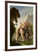 Triceratops Dinosaur-Lantern Press-Framed Art Print