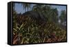 Triceratops Grazing on Lush Foliage-null-Framed Stretched Canvas