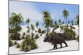 Triceratops in a Tropical Setting-null-Mounted Art Print