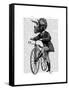 Triceratops Man on Bike Dinosaur-Fab Funky-Framed Stretched Canvas