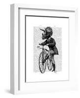 Triceratops Man on Bike Dinosaur-Fab Funky-Framed Art Print