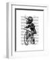 Triceratops Man on Bike Dinosaur-Fab Funky-Framed Art Print