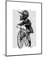Triceratops Man on Bike Dinosaur-Fab Funky-Mounted Art Print