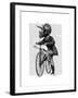 Triceratops Man on Bike Dinosaur-Fab Funky-Framed Art Print