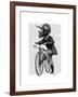 Triceratops Man on Bike Dinosaur-Fab Funky-Framed Art Print