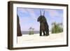 Triceratops on a Beach-null-Framed Art Print