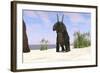 Triceratops on a Beach-null-Framed Art Print