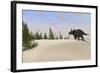 Triceratops Roaming a Prehistoric Landscape-null-Framed Art Print