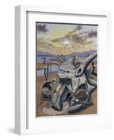 Triceratops Skull with Early Mammals-null-Framed Art Print