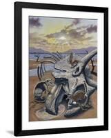 Triceratops Skull with Early Mammals-null-Framed Art Print