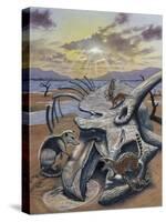 Triceratops Skull with Early Mammals-null-Stretched Canvas