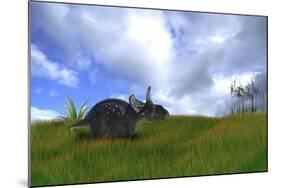 Triceratops Walking across Prehistoric Grasslands-null-Mounted Art Print