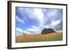 Triceratops Walking Through Tall Grass-null-Framed Art Print