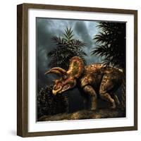 Triceratops Was a Herbivorous Dinosaur from the Cretaceous Period-null-Framed Art Print