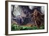 Tricerotops Charging Dinosaur-Lantern Press-Framed Art Print