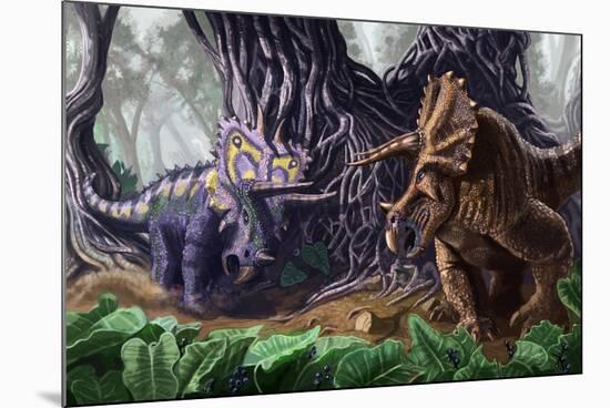 Tricerotops Charging Dinosaur-Lantern Press-Mounted Premium Giclee Print