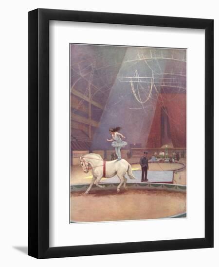 Trick Bareback Rider Rehearsing-null-Framed Art Print