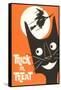 Trick or Treat, Cartoon Cat, Witch by Moon-null-Framed Stretched Canvas