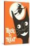 Trick or Treat, Cartoon Cat, Witch by Moon-null-Stretched Canvas