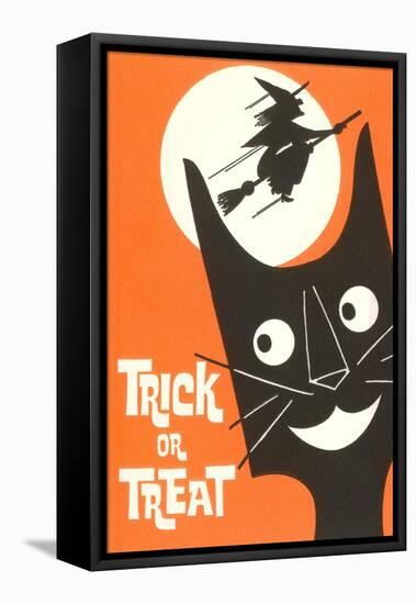 Trick or Treat, Cartoon Cat, Witch by Moon-null-Framed Stretched Canvas