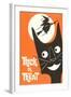 Trick or Treat, Cartoon Cat, Witch by Moon-null-Framed Art Print