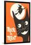 Trick or Treat, Cartoon Cat, Witch by Moon-null-Framed Art Print