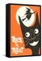 Trick or Treat, Cartoon Cat, Witch by Moon-null-Framed Stretched Canvas